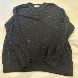 EUC MICHAEL STARS M Black Splatter Print  Long Sleeve Sweatshirt Soft EVEREVE